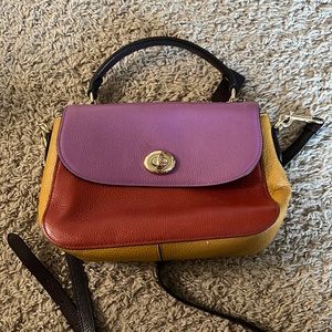Multi colored coach cross body purse
